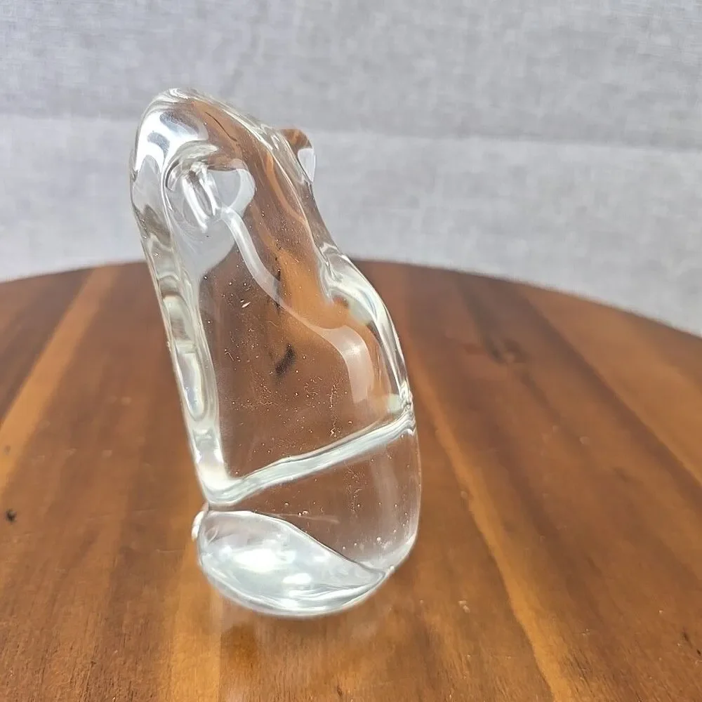 Vintage FM Ronneby Konstglas Sweden‎ MCM Art Clear Glass Frog Paperweight 4.5”